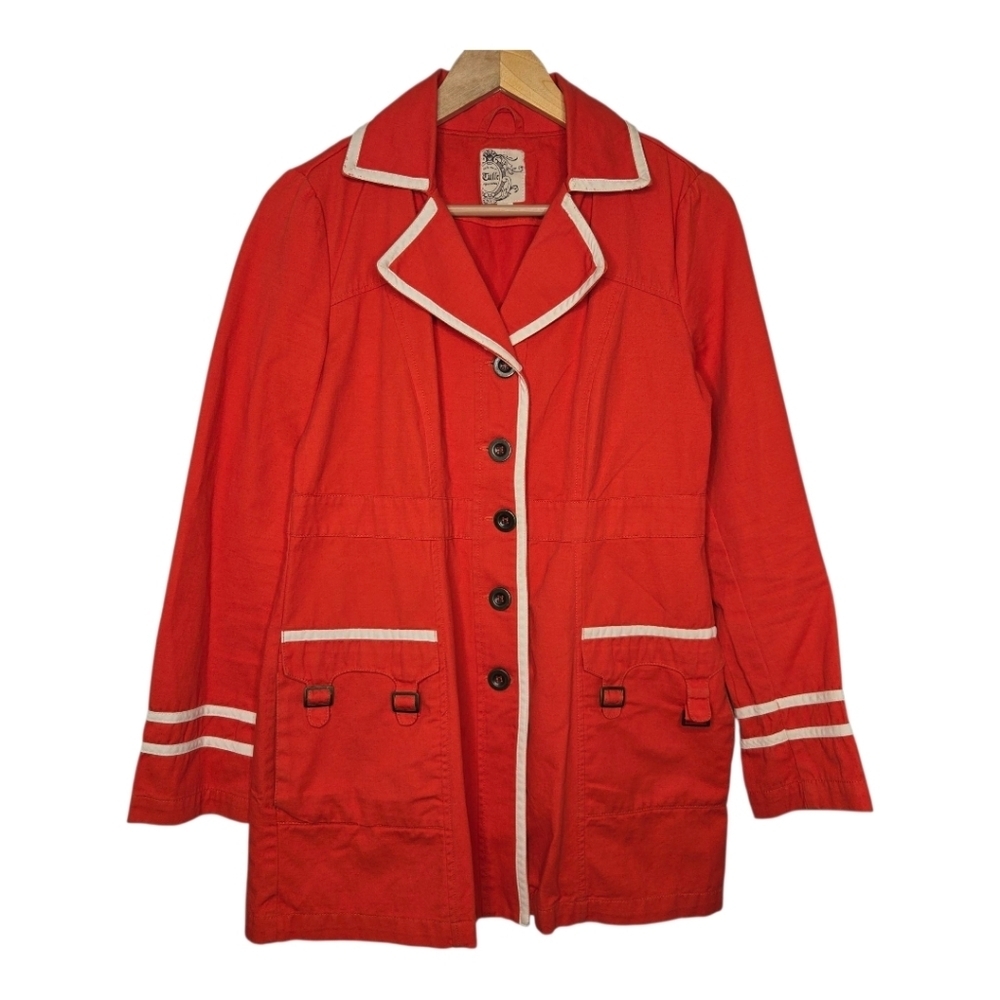 Tulle Red Utility Jacket with White Trim